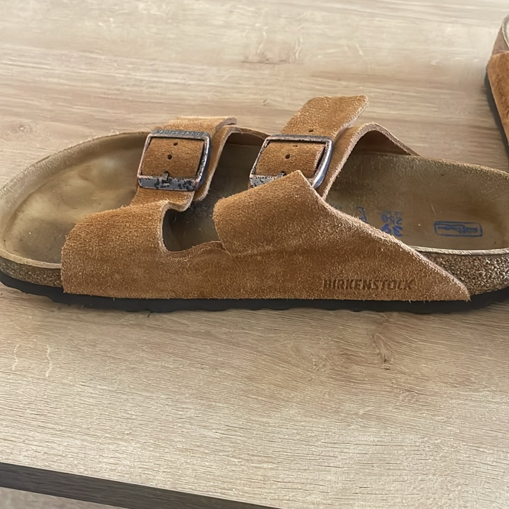 Birkenstock Women's Suede Two-Strap Sandals in Chestnut - Picture 9 of 11